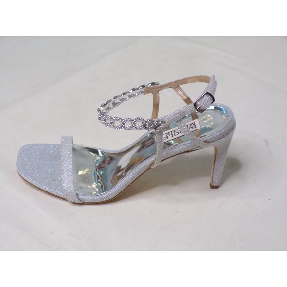 BADGLEY MISCHKA  Kai Rhinestone Chain Ankle Strap Sandal Shoes Heel 8 NEW - Picture 10 of 14